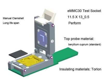 eMMC30 Test Socket Adapters eMMC flash memory Test Adapters